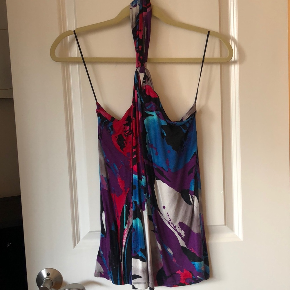 Express Multicolor Party Print Halter Top, Size XS - Picture 15 of 16